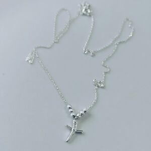 real silver 925 stamped thin chain with cross 45cm long